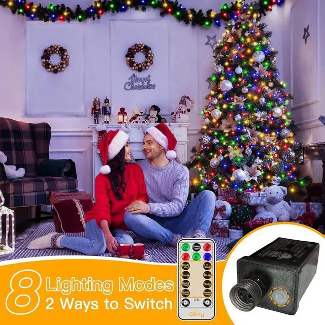 Alt view image 4 of 7 - Christmas Tree Lights 400LED 8.2ft*16 strings with Ring, 8 Lighting Modes 3 Timers Dimmable Christmas Lights Indoor with Remote, Waterproof Outdoor Christmas Lights for Xmas Decor (Multicolored)
