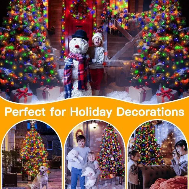 Alt view image 7 of 7 - Christmas Tree Lights 400LED 8.2ft*16 strings with Ring, 8 Lighting Modes 3 Timers Dimmable Christmas Lights Indoor with Remote, Waterproof Outdoor Christmas Lights for Xmas Decor (Multicolored)