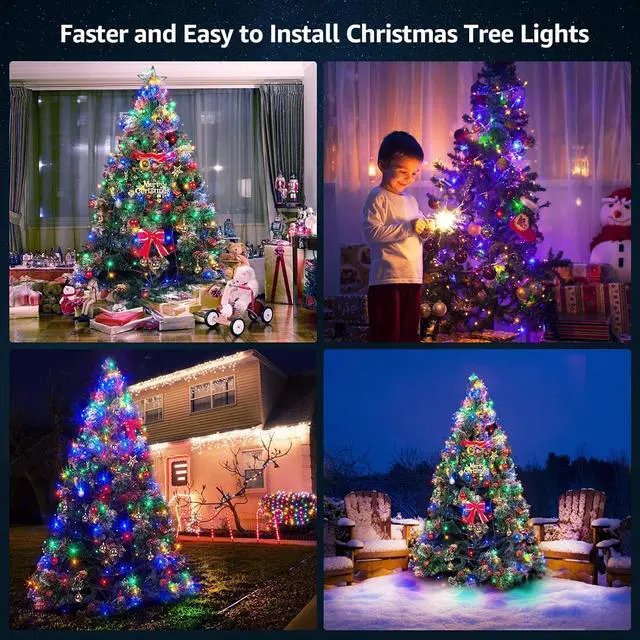 Alt view image 6 of 7 - Christmas Tree Lights Christmas Lights Outdoor Indoor 400Led 9.84Ft 10 Lines Christmas Lights with 8 Modes and Timer, Fairy Tree Lights for Wedding Home Party 6Ft - 9Ft Xmas Tree Decor(Multicolor)