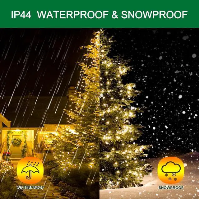 Alt view image 6 of 7 - Christmas Tree Lights Warm White, 8 Modes Christmas Lights for Tree with Timer & Memory Function, 400 Diamond LED 6.6FTx10 Waterproof Xmas Tree Lights with Ring for Indoor Outdoor