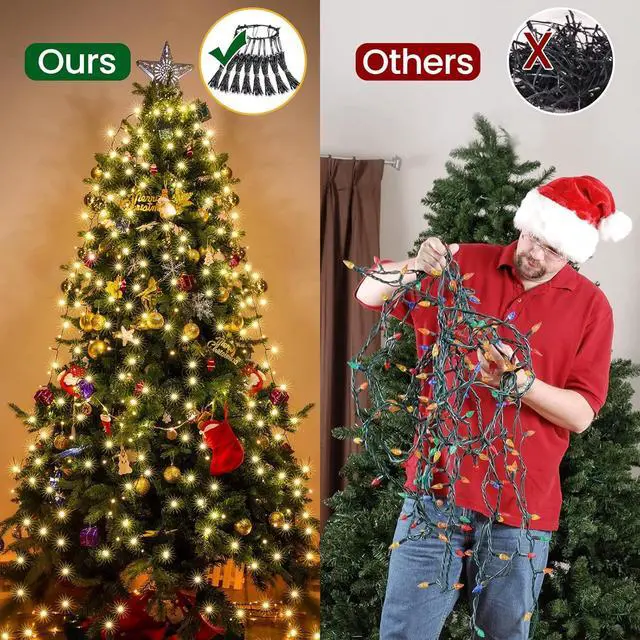Alt view image 5 of 7 - Christmas Tree Lights Warm White, 8 Modes Christmas Lights for Tree with Timer & Memory Function, 400 Diamond LED 6.6FTx10 Waterproof Xmas Tree Lights with Ring for Indoor Outdoor