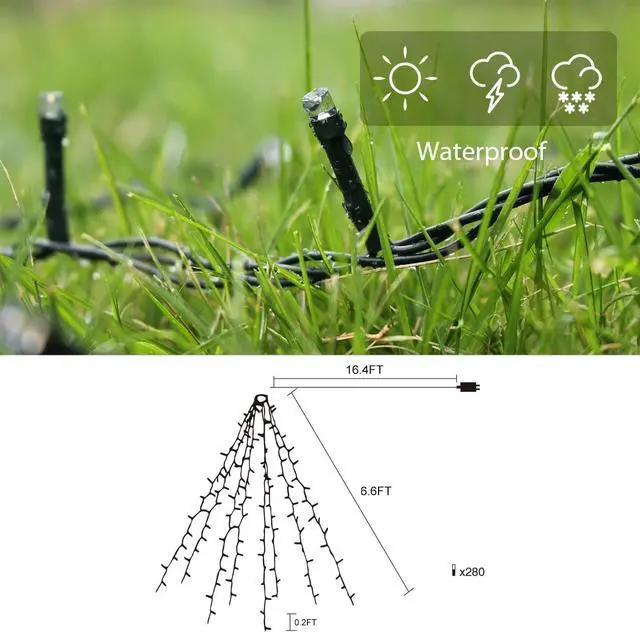 Alt view image 5 of 7 - Christmas Tree Lights, 6.6FT x 8 Strands Easy to Install Christmas Lights with 8 Modes Memory Timer Function, 280 LEDs UL Certified Ultra-Bright Fairy Lights for 6ft - 8ft Tree, Warm White