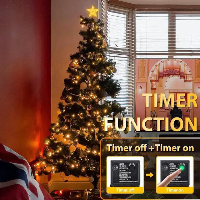 Alt view image 4 of 7 - Christmas Tree Lights, 6.6FT x 8 Strands Easy to Install Christmas Lights with 8 Modes Memory Timer Function, 280 LEDs UL Certified Ultra-Bright Fairy Lights for 6ft - 8ft Tree, Warm White