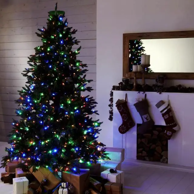 Alt view image 4 of 7 - Christmas Tree Lights, 448 LED Waterfall Tree Topper Lights with Remote & 8 Lighting Modes, 8.2FT X 16 Lines Christmas Lights for Outdoor Yard Party Xmas Tree Decoration (Multi-Colored)