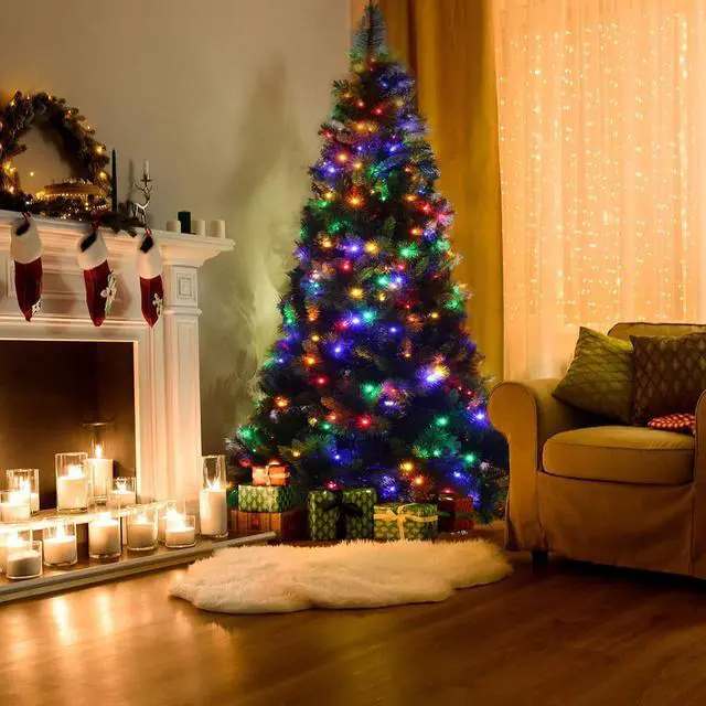 Alt view image 6 of 7 - Christmas Tree Lights, 448 LED Waterfall Tree Topper Lights with Remote & 8 Lighting Modes, 8.2FT X 16 Lines Christmas Lights for Outdoor Yard Party Xmas Tree Decoration (Multi-Colored)