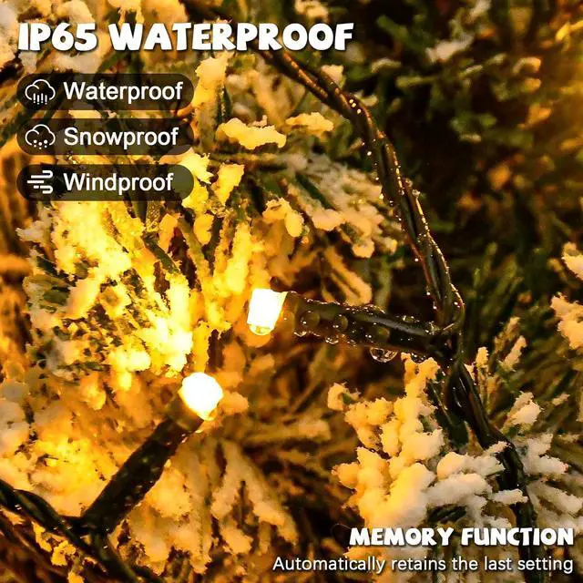 Alt view image 4 of 6 - 400 LED Christmas Tree Lights 8 Modes Christmas String Lights for Tree with Timer 6.6FT x 16 Lines Lights String Waterproof Christmas Decorations Outdoor/Indoor with Memory Function, Warm White
