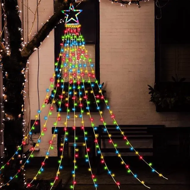 Alt view image 3 of 6 - Christmas Outdoor Tree Light,Christmas Decorations Lights with 8 Lighting Modes,Waterfall Christmas Tree Lights for Christmas,Wedding,Party,New Year Gifts(Multicolor)