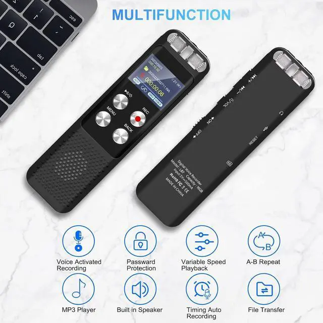 Alt view image 6 of 7 - 136GB Digital Voice Recorder: Voice Activated Recorders with Playback, Audio Recording Device for Lectures Meetings, Dictaphone Sound Portable Tape Recorder with Password | USB