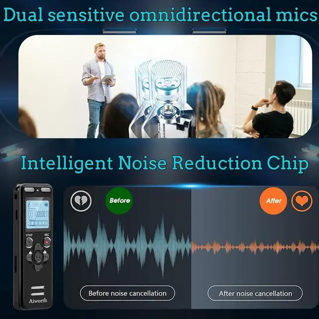 Alt view image 7 of 7 - 136GB Digital Voice Recorder Voice Activated Recorder for Lectures Meetings -  9860 Hours Sound Audio Recorder Dictaphone Recording Device with Playback,MP3 Player,Password,Variable Speed.
