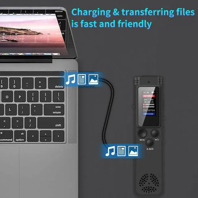 Alt view image 5 of 7 - 64GB Digital Voice Recorder Voice Activated Recorder for Lectures Meetings, Audio Recorder with Playback, Password, Variable Speed, Tape Recorder USB Charge, MP3