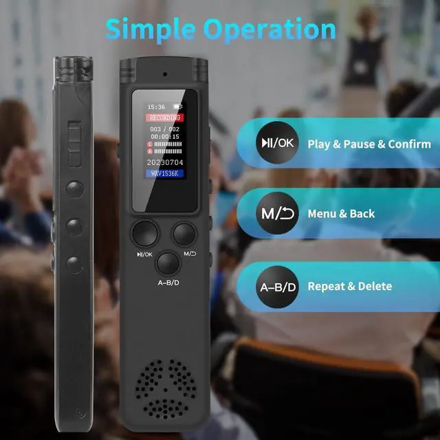 Alt view image 4 of 7 - 64GB Digital Voice Recorder Voice Activated Recorder for Lectures Meetings, Audio Recorder with Playback, Password, Variable Speed, Tape Recorder USB Charge, MP3