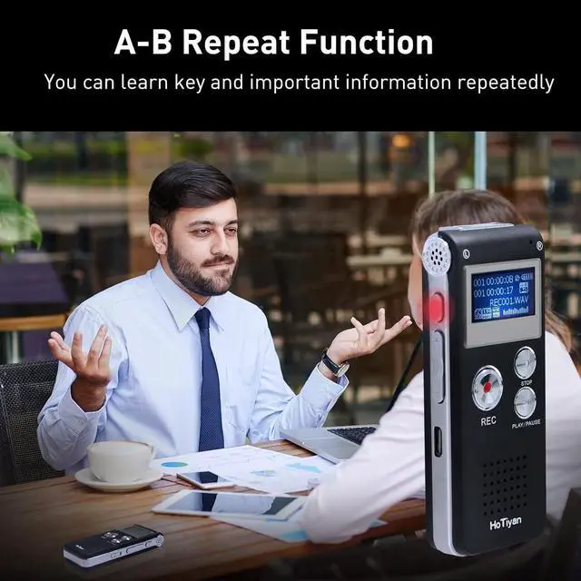 Alt view image 6 of 7 - Digital Voice Recorder Audio Recording - 64GB Audio Recorder with Playback Voice Activated Recorder for Lectures Meetings Interviews Recording Device Tape Recorder with Microphone USB Cable MP3 Player