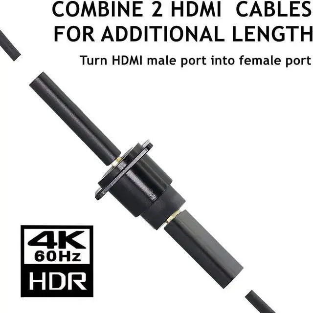 Alt view image 3 of 7 - 2Pack D-Type HDMI Coupler, HDMI Panel Mount Connector, Female to Female 4K Pass Through Adapter, HDMI Bulkhead Extension 4K 60hz 3D and HDR