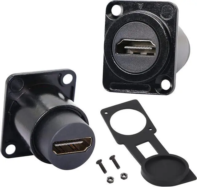 Main image of 2Pack D-Type HDMI Coupler, HDMI Panel Mount Connector, Female to Female 4K Pass Through Adapter, HDMI Bulkhead Extension 4K 60hz 3D and HDR