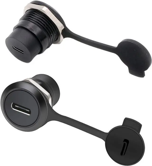 Main image of 2PCS USB 3.1 Type C Panel Mount Coupler, Female to Female USB-C Feed Thru Converter Adapter Panel Mount DIY Jack with Dust Cover