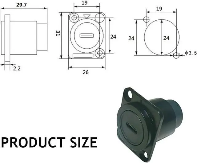 Alt view image 6 of 7 - 5PCS USB 3.1 Type C Panel Mount Coupler, USB C Pass Through Connector, Female to Female Bulkhead Extension Adapter