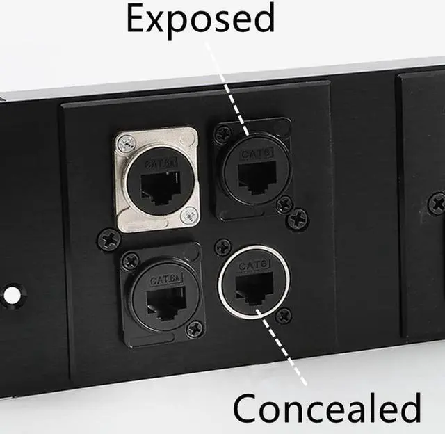 Alt view image 5 of 7 - 2PCS RJ45 Panel Mount Coupler, Shielded D-Type RJ45 Connector, CAT6/CAT5E/CAT5 Female to Female LAN Network Bulkhead Pass Through Socket