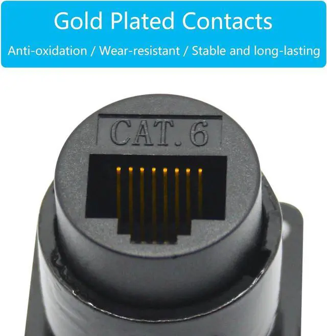 Alt view image 2 of 6 - 2Pcs RJ45 Panel Mount Connector,D-Type RJ45 Cat6 Female to Female Through Socket with Install Screw, RJ45 Network Ethernet Extension Coupler Adapter