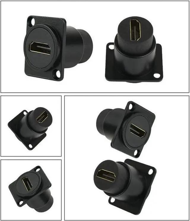 Alt view image 3 of 3 - HDMI D Panel Mount Connector Extender Socket Series D-Type HDMI Coupler Female to Female Adapter Converter Pass Through 3D&4K Connector with Screws