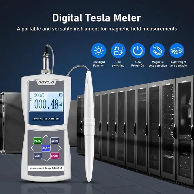 Alt view image 2 of 6 - Handheld Digital Gauss Meter 0-2400mT with Metal Probe High Accuracy Surface Magnetic Field Tester Automatic/Manual Data Recording Have N/S Function Accuracy ±2%