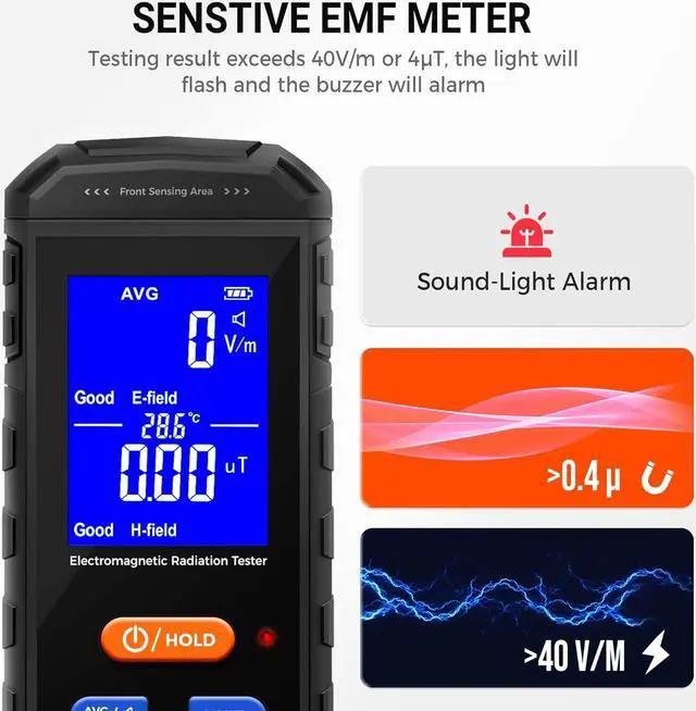 Alt view image 3 of 7 - EMF Meter - Rechargeable Handheld Electromagnetic Field Detector with Digital LCD - Ideal for Home, Office, Outdoors, and Ghost Hunting