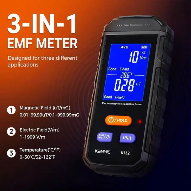 Alt view image 2 of 7 - EMF Meter - Rechargeable Handheld Electromagnetic Field Detector with Digital LCD - Ideal for Home, Office, Outdoors, and Ghost Hunting
