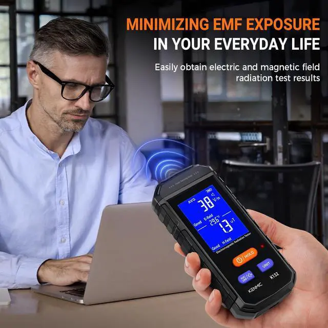 Alt view image 4 of 7 - EMF Meter - Rechargeable Handheld Electromagnetic Field Detector with Digital LCD - Ideal for Home, Office, Outdoors, and Ghost Hunting
