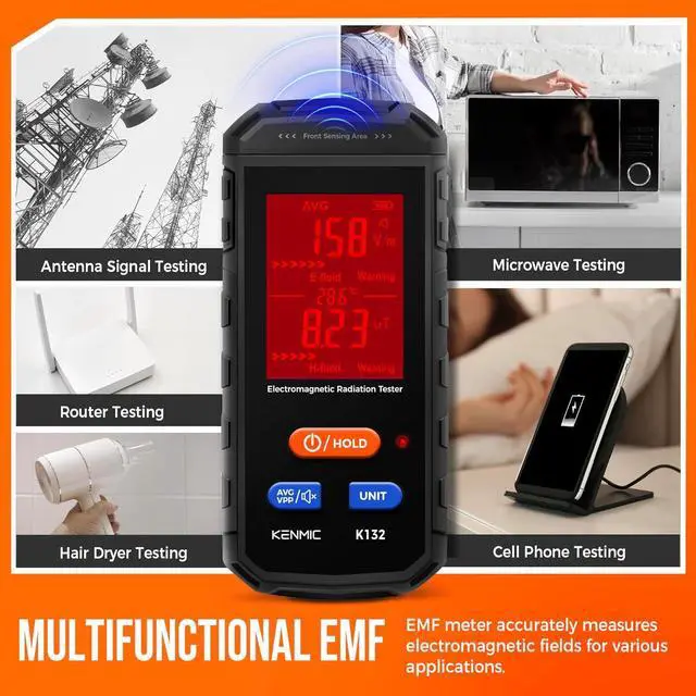 Alt view image 6 of 7 - EMF Meter - Rechargeable Handheld Electromagnetic Field Detector with Digital LCD - Ideal for Home, Office, Outdoors, and Ghost Hunting