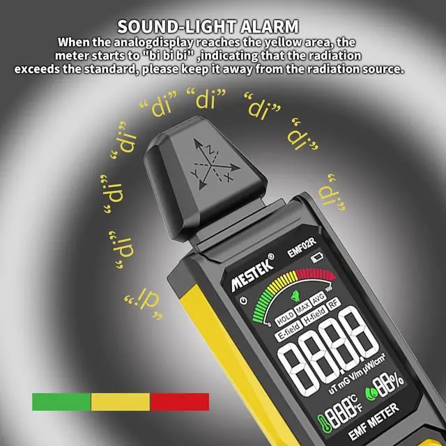 Alt view image 6 of 7 - EMF Detector,  4 in 1 EMF Meter Radiation Detector, Electric Field,Radio Frequency Field Temperature, Magnetic Field Strength Meter, Rechargeable EMF Reader Home EMF Detection and Ghost Hunting