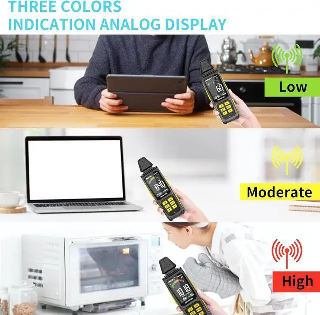Alt view image 7 of 7 - EMF Detector,  4 in 1 EMF Meter Radiation Detector, Electric Field,Radio Frequency Field Temperature, Magnetic Field Strength Meter, Rechargeable EMF Reader Home EMF Detection and Ghost Hunting
