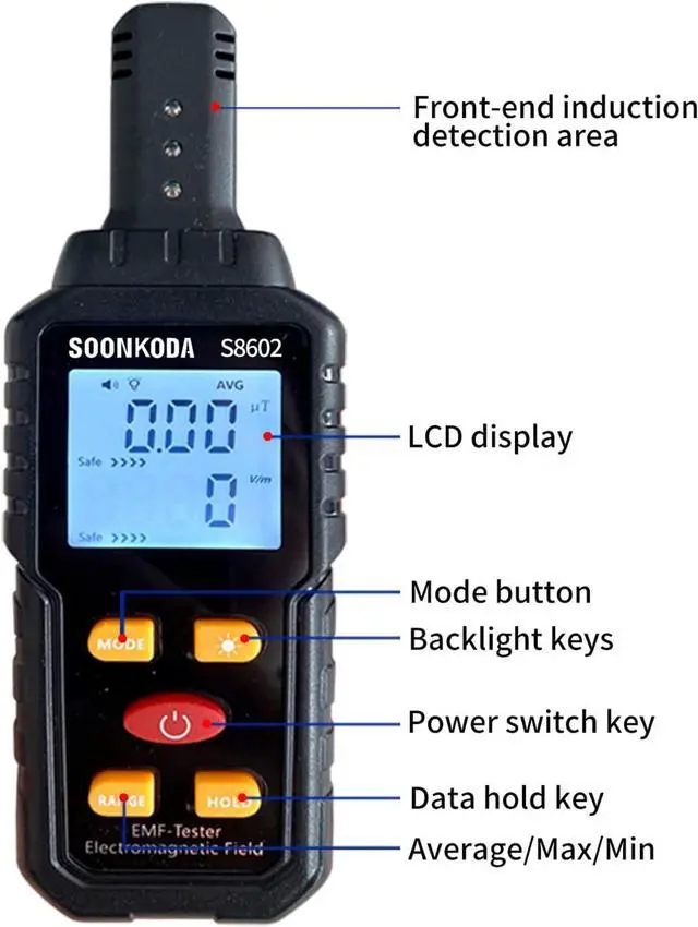 Alt view image 5 of 6 - 3 in 1 EMF Meter,EMF Reader,Electromagnetic Field Radiation Detector,EMF Tester for Home,EMF Detector with sound light alarm,Ghost Hunting Equipmetent