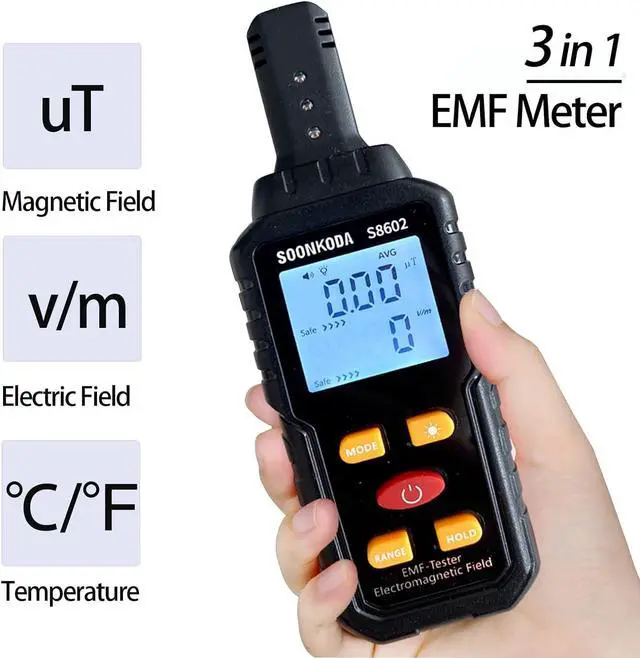 Alt view image 2 of 6 - 3 in 1 EMF Meter,EMF Reader,Electromagnetic Field Radiation Detector,EMF Tester for Home,EMF Detector with sound light alarm,Ghost Hunting Equipmetent