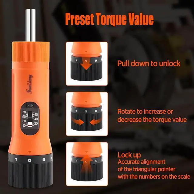 Alt view image 6 of 7 - 36Pcs Torque Screwdriver Wrench Driver Set 10-70 Inch Pounds lbs with 29 S2 Bits,5 Drive Sockets ,1/4" Socket Adapter for Maintenance,Tools, Bike Repairing and Mounting.