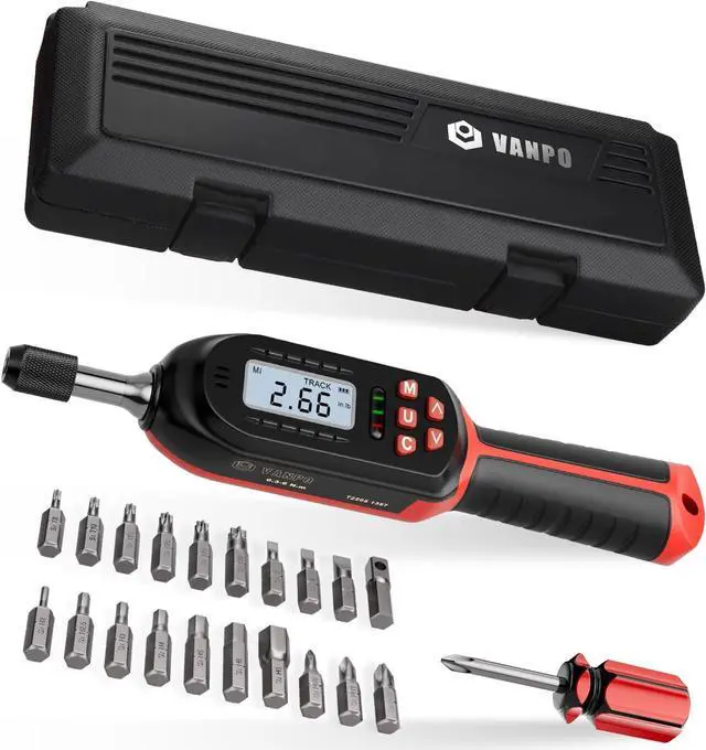 Main image of Digital Torque Screwdriver 2.66-53.1 in-lbs/0.3-6 Nm, Adjustable Screwdriver Torque Wrench Set with Buzzer/LED Indicator Notification for Bike Repairing, Tools, Maintenance and Mounting