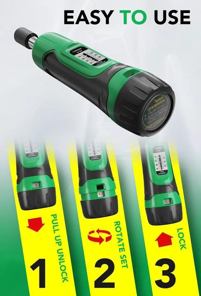 Alt view image 3 of 7 - Torque Screwdriver, 1/4" Drive Screwdriver Torque Wrench 10-70 Inch Pounds, Torque Screwdriver Wrench Set, 20 Pcs Torque Wrench Bits Set for Bike,Tool,Maintenance