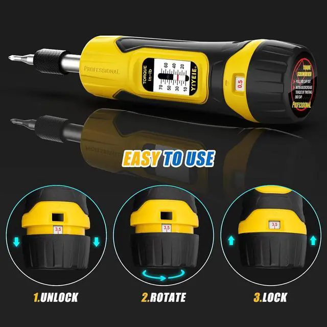 Alt view image 6 of 7 - 90Pcs Master Torque Screwdriver Set, 10-70 IN.LB, Inch Pound Torque Screw Driver with S2 Bits, Includes Flat, Hex, Torx, and Phillips Bits, T-BAR Ratchet Wrench, All in One Torque Tool Kit