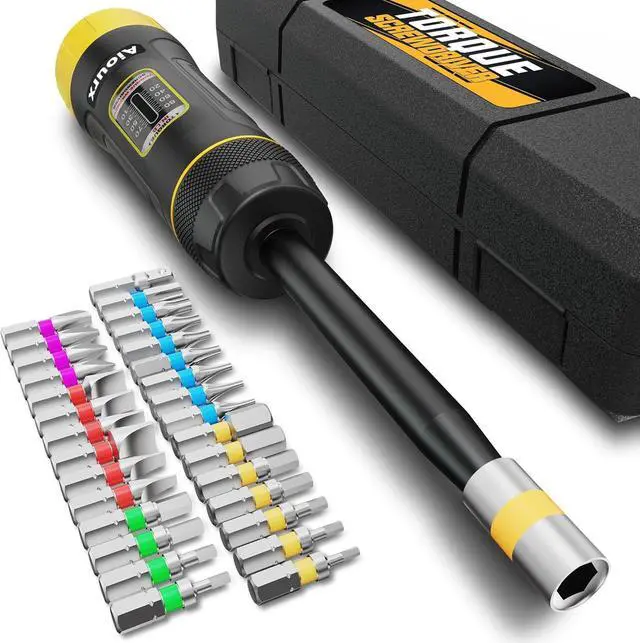 Main image of 1/4 Inch Long Drive Torque Screwdriver Wrench Set, 10-80 in.-lb., S2 Steel, 32 Pcs for Bicycle Mechanics, Mechanical Equipment, and Scope Mounting