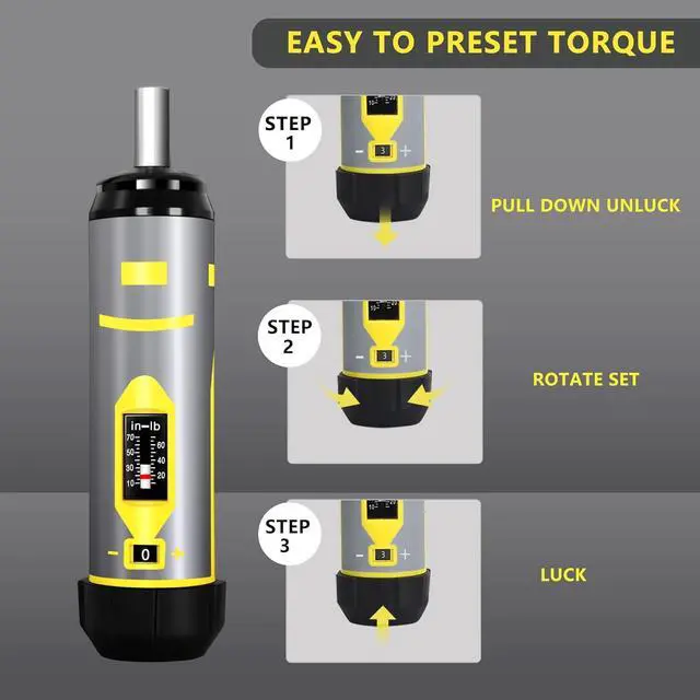 Alt view image 3 of 7 - Torque Screwdriver Wrench Set 10-70 Inch Pounds / 8N.m for Professional Maintenance, Firearms Accurizing Gunsmithing, Scope Mounting, with 1/4" Socket, Hex, Torx, Slotted S2 Bits, Rubber Handle, Gray
