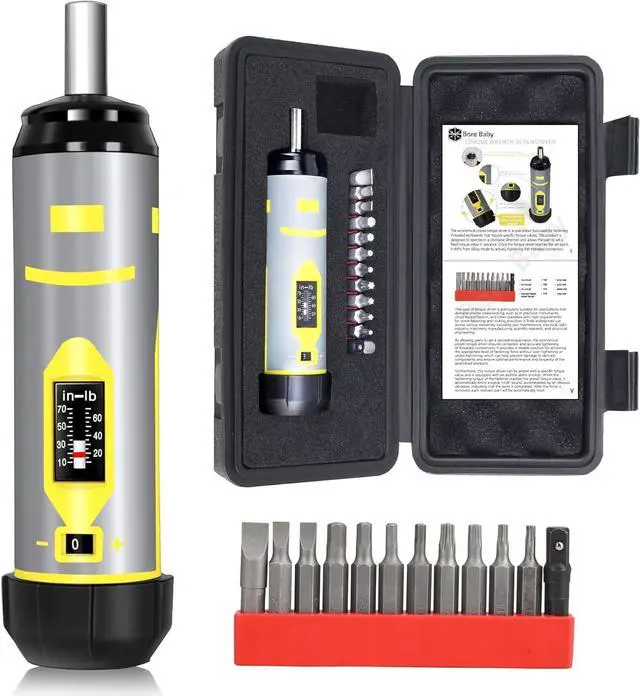 Main image of Torque Screwdriver Wrench Set 10-70 Inch Pounds / 8N.m for Professional Maintenance, Firearms Accurizing Gunsmithing, Scope Mounting, with 1/4" Socket, Hex, Torx, Slotted S2 Bits, Rubber Handle, Gray