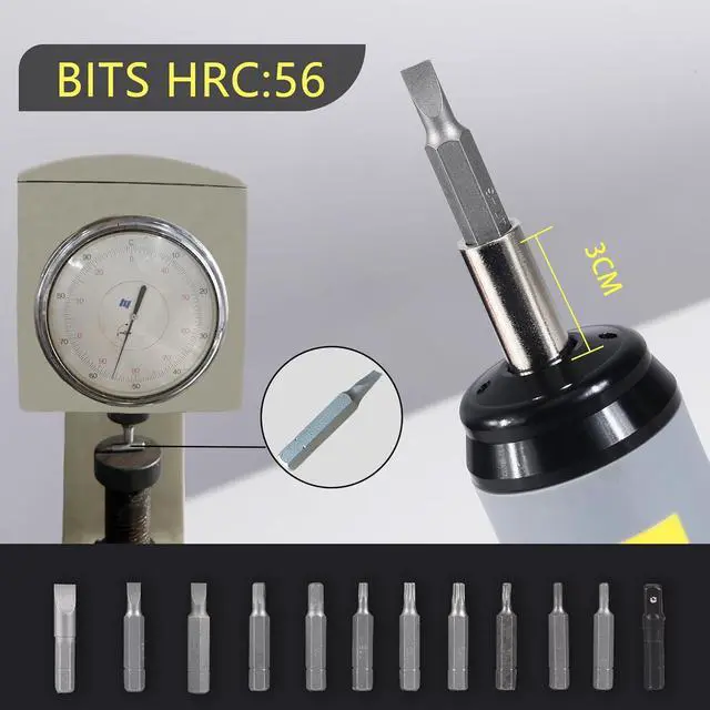 Alt view image 7 of 7 - Torque Screwdriver Wrench Set 10-70 Inch Pounds / 8N.m for Professional Maintenance, Firearms Accurizing Gunsmithing, Scope Mounting, with 1/4" Socket, Hex, Torx, Slotted S2 Bits, Rubber Handle, Gray