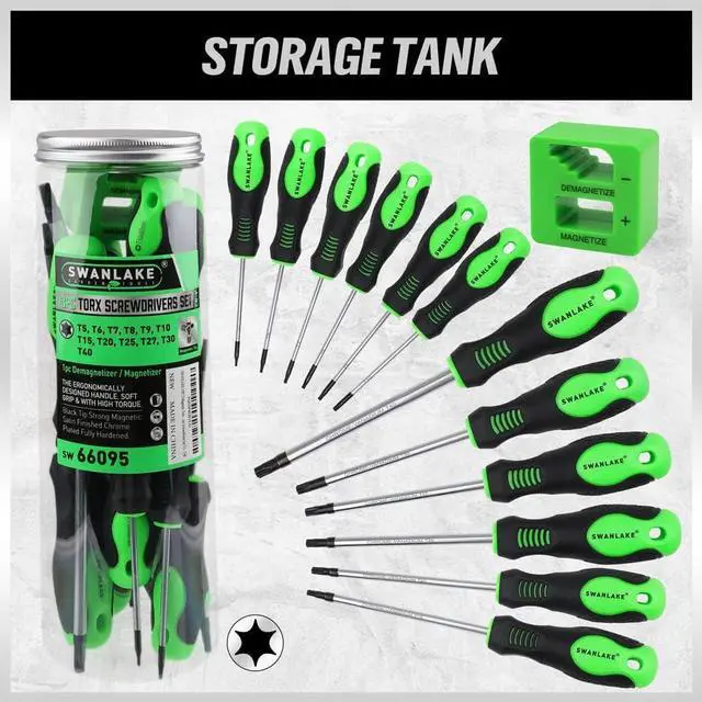 Alt view image 3 of 7 - Magnetic Torx Screwdriver Set - 13 Pieces - T5 to T40 Star Screwdrivers