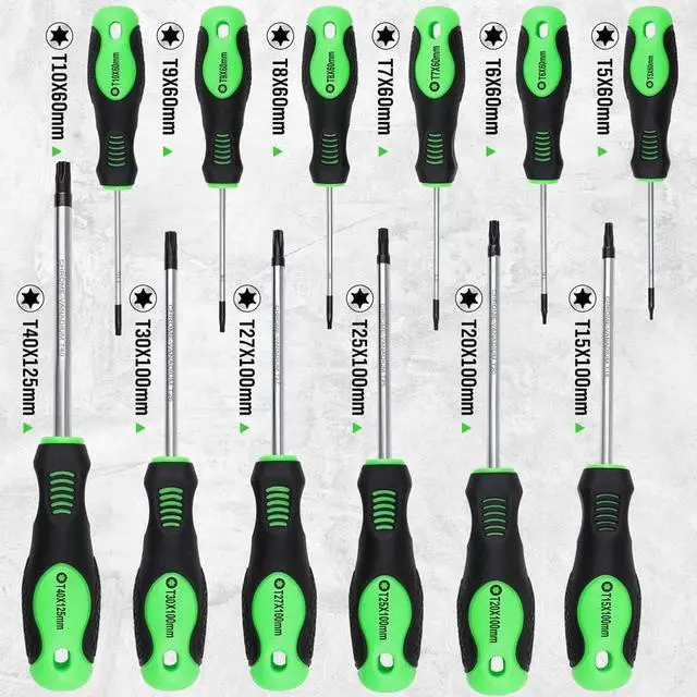 Alt view image 2 of 7 - Magnetic Torx Screwdriver Set - 13 Pieces - T5 to T40 Star Screwdrivers
