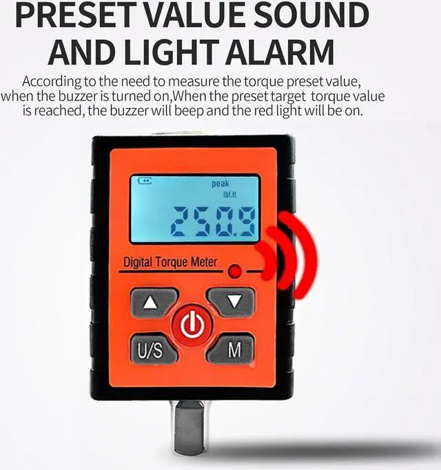 Alt view image 6 of 6 - Digital Torque Adapter 1/2" Drive include adapters for 3/8" and 1/4" 8-250.9ft-lb Torque Wench Converter with alarm torque settings torque meter tester