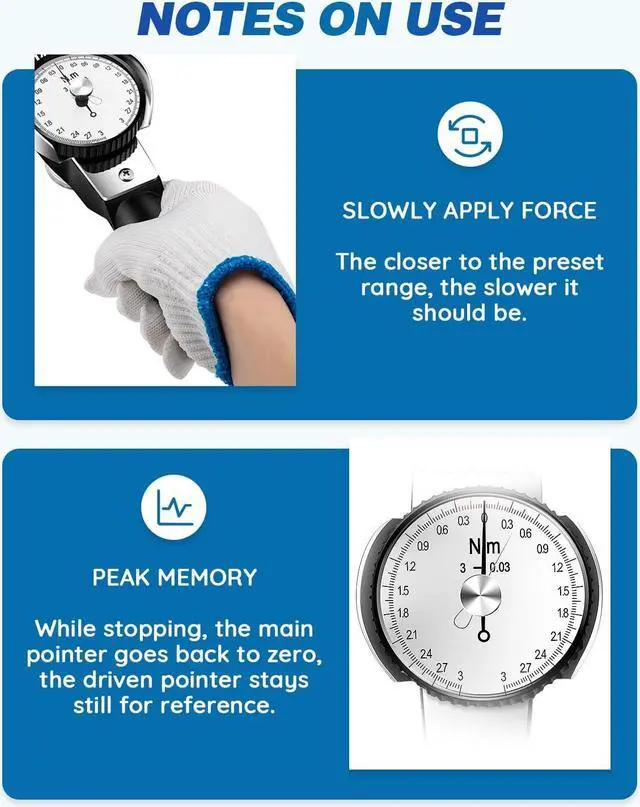 Alt view image 6 of 7 - Dial Torque Wrench, 0.3-3N.m Dial Indicator Torque Wrench with Sockets Set (4-14mm), Precision Torque Meter, 1/4 inch pound Dial Torque Wrench Torque Force Tester