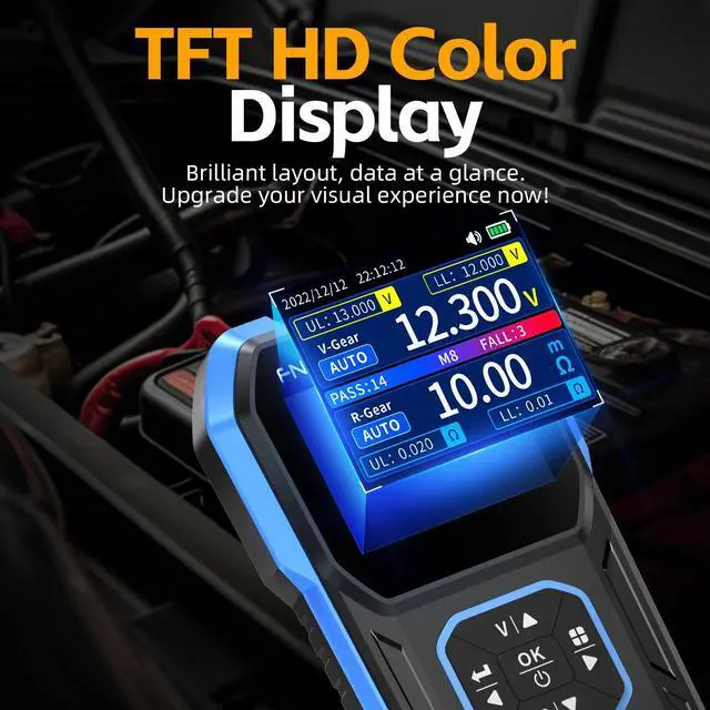 Alt view image 3 of 7 - HRM-10 Voltage Internal Resistance Battery Tester,Battery Voltage Meter for Types of Batteries, Car Battery Tester, AAA AA Battery, 100V 200, Digital Battery Analyzer for Household Automotive