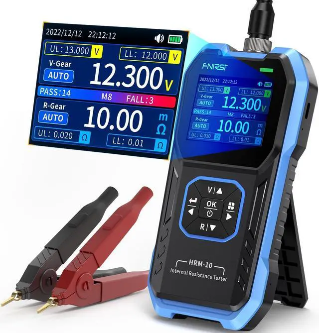 Main image of HRM-10 Voltage Internal Resistance Battery Tester,Battery Voltage Meter for Types of Batteries, Car Battery Tester, AAA AA Battery, 100V 200, Digital Battery Analyzer for Household Automotive