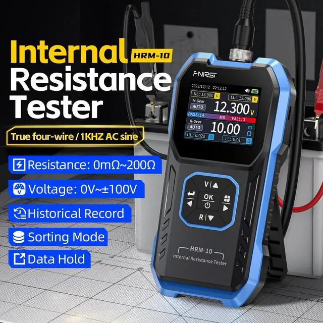 Alt view image 2 of 7 - HRM-10 Voltage Internal Resistance Battery Tester,Battery Voltage Meter for Types of Batteries, Car Battery Tester, AAA AA Battery, 100V 200, Digital Battery Analyzer for Household Automotive