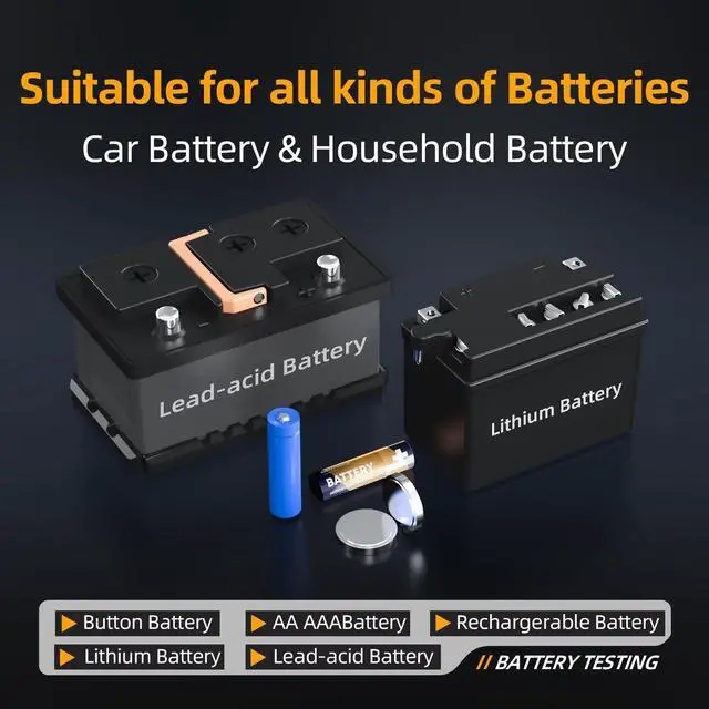 Alt view image 7 of 7 - HRM-10 Voltage Internal Resistance Battery Tester,Battery Voltage Meter for Types of Batteries, Car Battery Tester, AAA AA Battery, 100V 200, Digital Battery Analyzer for Household Automotive