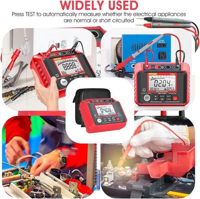 Alt view image 7 of 7 - Megohmmeter 0.1M-20G Digital Insulation Resistance Tester with 50V/100V/250V/500V/1000V Output Voltage, Data Logging, 10V~600V AC/DC Voltmeter Megohm Meter w/Test Lead & Zipper Bag