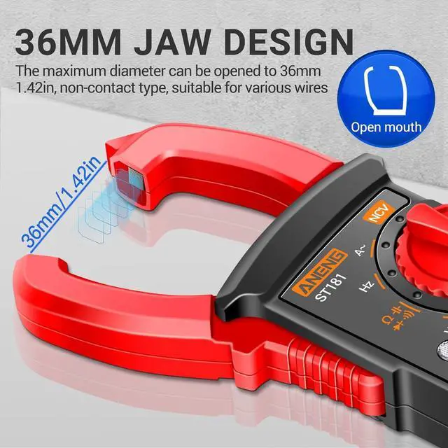 Alt view image 5 of 7 - Digital Clamp Meter Multimeter Tester 4000 Counts with NCV Amp Ohm Volt Measures AC Current, AC/DC Voltage,Capacitance, Resistance, Diodes, Continuity Frequency Backlight Electrican Tools